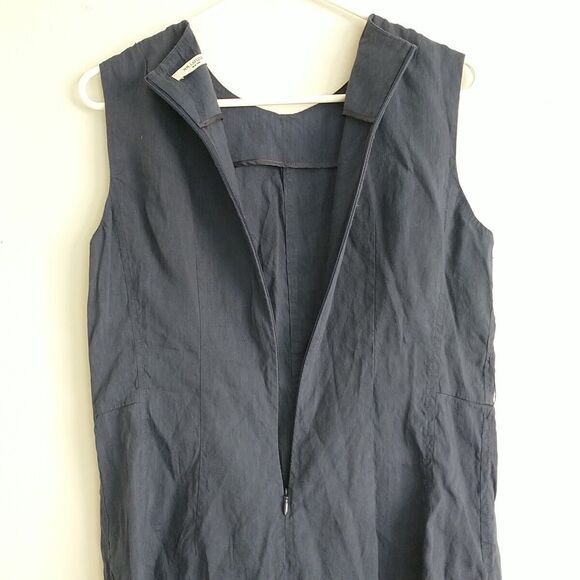 MM LAFLEUR Top Tunic Blouse Women 8 Blue The Angelina Stretch Linen Blend Office - Picture 5 of 7